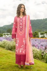 Mushq - 3PC Lawn Embroidered Shirt with Printed Silk Dupatta (Unstitched) - RF1371 Royal Pret