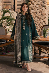 Izel - 3PC Unstitched Dhanak Embroidered Shirt with Digital Printed Dupatta and Trouser - RF1531 Royal Pret