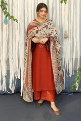 URGE - 3PC Unstitched Khaddar Embroidered Shirt with Digital Printed Dupatta and Embroidered Trouser- RF1140 royalpret