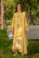 Rang Rasiya - 3PC Unstitched Lawn Embroidered Shirt with Cotton Net Dupatta and Trouser - RF1500 Royal Pret