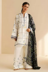 Coco by Zara Shah Jahan - 3PC Banadora Lawn Printed Shirt with Printed Voil Dupatta (Unstitched) - RF1393 Royal Pret