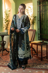 Jade - 3PC Unstitched Lawn Embroidered Shirt with Digital Printed Monark Dupatta and Trouser - RF1476 Royal Pret