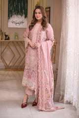 Aneelas - 3PC Unstitched Lawn Embroidered Shirt with Khaddi Net Embroidered Dupatta and Trouser - RF1491 Royal Pret