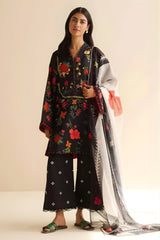 Coco by Zara Shah Jahan - 3PC Banadora Lawn Printed Shirt with Printed Voil Dupatta (Unstitched) - RF1388 Royal Pret