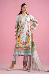 Maria B - 3PC All Over Printed Banadora Lawn Shirt with Printed Voil Dupatta (Unstitched) - RF1381 Royal Pret