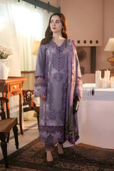 Jade - 3PC Lawn Embroidered Shirt with Printed Chiffon Dupatta (Unstitched) - RF1321 Royal Pret