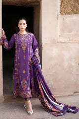 Aneelas - 3PC Unstitched Dhanak Embroidered Shirt with Digital Printed Dupatta and Trouser - RF1533 Royal Pret