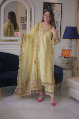 Aneelas - 3PC Unstitched Lawn Embroidered Shirt with Cotton Net Embroidered Dupatta and Trouser - RF1510 Royal Pret