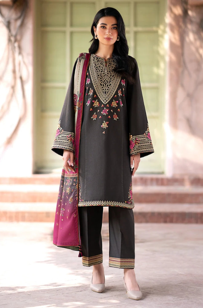 Jazmin - 3PC Unstitched Dhanak Embroidered Shirt with Printed Pashmina Wool Shawl and Embroidered Trouser - RF1189