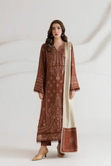 Daria - 3PC Unstitched Dhanak Embroidered Shirt with Digital Printed Dupatta and Trouser - RF1536 Royal Pret