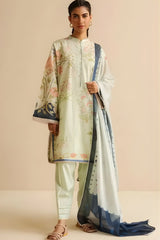 Coco by Zara Shah Jahan - 3PC Banadora Lawn Printed Shirt with Printed Voil Dupatta (Unstitched) - RF1389 Royal Pret