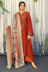 URGE - 3PC Lawn Embroidered Shirt with Printed Slub Net Dupatta - RF0999 royalpret
