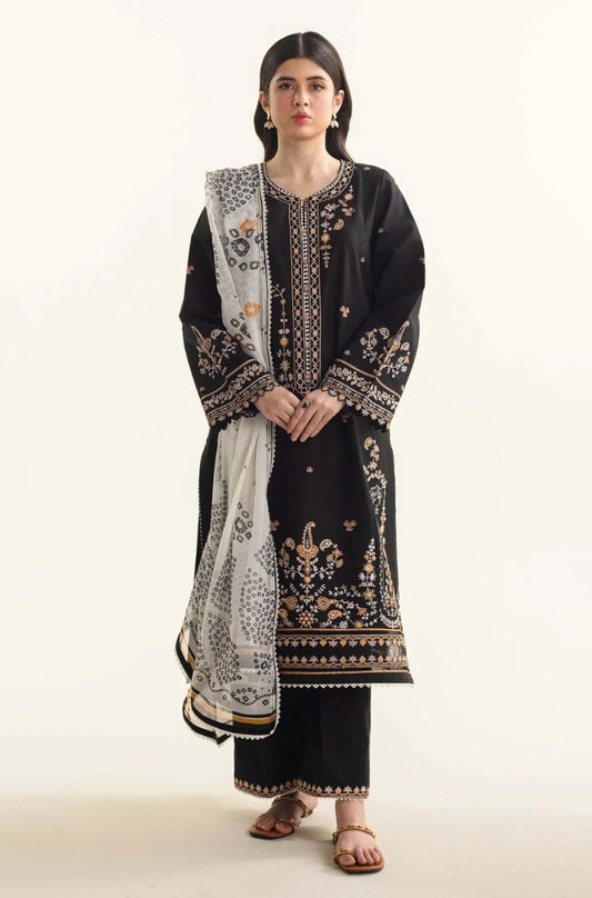 Zara Shah Jahan - 3PC unstiched Lawn Embroidered Shirt With Slub net Dupata and Plan Trouser - RF1099