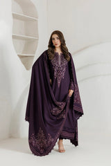 Daria - 3PC Unstitched Dhanak Embroidered Shirt with Dhanak Embroidered Dupatta and Trouser - RF1529 Royal Pret