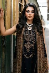 Izel - 3PC Unstitched Dhanak Embroidered Shirt with Digital Printed Twill Pashmina Dupatta and Trouser - RF1461