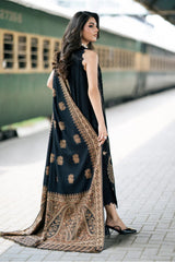 Izel - 3PC Unstitched Dhanak Embroidered Shirt with Digital Printed Twill Pashmina Dupatta and Trouser - RF1461