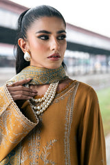 Izel - 3PC Unstitched Dhanak Embroidered Shirt with Digital Printed Twill Pashmina Dupatta and Trouser - RF1462