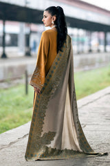 Izel - 3PC Unstitched Dhanak Embroidered Shirt with Digital Printed Twill Pashmina Dupatta and Trouser - RF1462