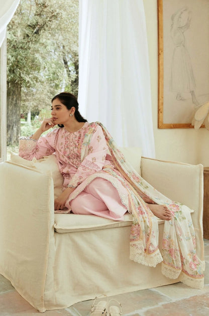 Zara Shah Jahan - 3PC Unstitched Lawn Embroidered Shirt with Digital Printed Silk Dupatta - RF1076