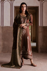 Izel - 3PC Unstitched Dhanak Embroidered Shirt with Digital Printed Twill Pashmina Dupatta and Trouser - RF1463