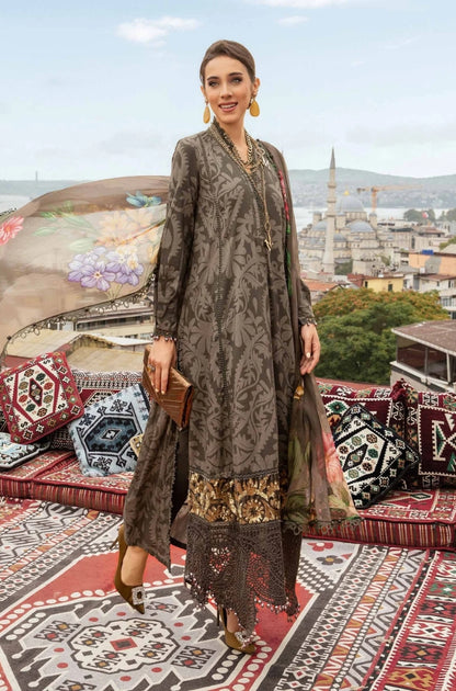 Maria B - 3PC Unstitched Khaddar Digital Printed + Embroidered Shirt, with Digital Printed Dupatta and Same Trouser - RF1283