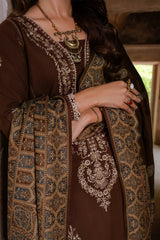 Izel - 3PC Unstitched Dhanak Embroidered Shirt with Digital Printed Twill Pashmina Dupatta and Trouser - RF1463