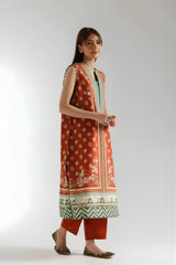 Ethnc - 3PC Banadora Lawn Printed Shirt with Printed Voil Dupatta (Unstitched) - RF1397 Royal Pret