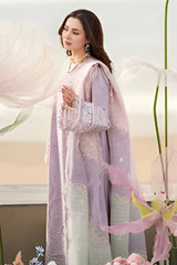 3PC Lawn Embroidered Shirt with Printed and Embroidered Slub Net Dupatta (Unstitched) - RF1324 Royal Pret