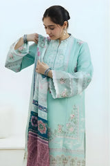 Zara Shah Jahan - 3PC Unstitched Lawn Embroidered Shirt with Digital Printed Chiffon Dupatta and Embroidered Trousers - RF1081 royalpret