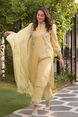 Aneelas - 3PC Unstitched Lawn Embroidered Shirt with Cotton Net Embroidered Dupatta and Trouser - RF1519 Royal Pret
