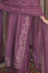 Maria B - 3PC Unstitched Lawn Embroidered Shirt with Cotton Net Embroidered Dupatta and Trouser - RF1496 Royal Pret