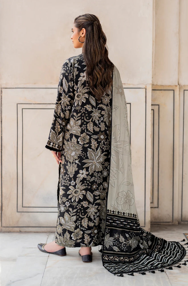 Baroque - 3PC Unstitched Printed Karandi Shirt with Printed Karandi Dupatta and Same Printed Trouser - RF1200