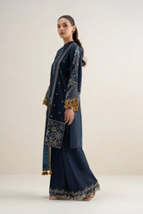 Sapphire - 3PC Unstitched Lawn Embroidered Shirt with Monar Digital Printed Dupatta and Trouser - RF1512 Royal Pret