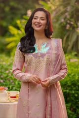 Rang Rasiya - 3PC Unstitched Lawn Embroidered Shirt with Cotton Net Dupatta and Trouser - RF1498 Royal Pret