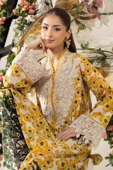 Maria B - 3PC All Over Printed Banadora Lawn Shirt with Printed Voil Dupatta (Unstitched) - RF1377 Royal Pret