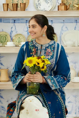 Zara Shah Jahan - 3PC Unstitched Lawn Embroidered Shirt with Digital Printed Khadi Net Dupatta and Embroidered Trousers - RF1085 royalpret