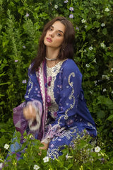 Mushq - 3PC Lawn Embroidered Shirt with Printed Silk Dupatta (Unstitched) - RF1375 Royal Pret