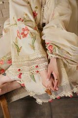 Maryam Hussain - 3PC Unstitched Lawn Embroidered Shirt with Cotton Net Embroidered Dupatta and Trouser - RF1504 Royal Pret