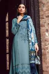 Maria B - 3PC Unstitched Dhanak Embroidered Shirt with Digital Printed Dupatta and Trouser - RF1197 royalpret