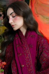 Zaib - 3PC Unstitched Dhanak Embroidered Shirt with Dhanak Embroidered Dupatta and Trouser - RF1551 Royal Pret