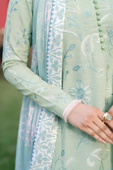 Maryum N Maria - 3PC Khaddar Embroidered Shirt with Digital Printed Dupatta and Trouser - RF1421 Royal Pret