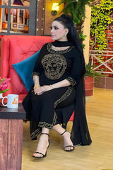 Versace - 3PC Unstitched Shamooz Silk Embroidered Shirt with Bamber Chiffon Dupatta and Plain Trousers - RF0842 royalpret