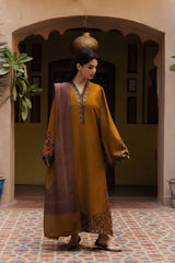 Yards - 3PC Unstitched Dhanak Embroidered Shirt with Digital Printed Dupatta and Trouser - RF1534 Royal Pret