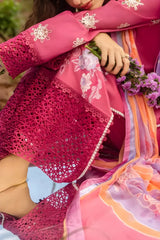 Mushq - 3PC Lawn Embroidered Shirt with Printed Silk Dupatta (Unstitched) - RF1371 Royal Pret