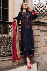 Charizma - 3PC Unstitched Dhanak Embroidered Shirt with Pashmina Printed Dupatta and Trouser - RF1523 Royal Pret