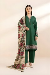 Sapphire - 3PC Unstitched Khaddar Embroidered Front with Digital Printed Dupatta and Trouser - RF1277 Royal Pret