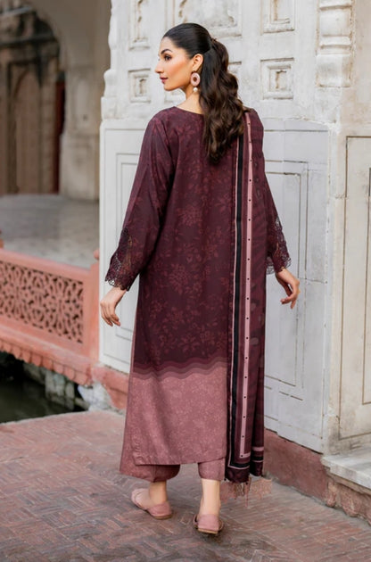 Baroque - 3PC Unstitched Printed Karandi Shirt with Printed Karandi Dupatta and Same Printed Trouser - RF1235