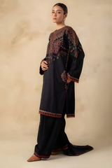 Zara Shah Jahan - 3PC Unstitched Dhanak Embroidered Shirt with Digital Printed Dupatta and Trouser - RF1290 Royal Pret