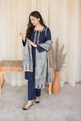 Aisling - 3PC Unstitched Dhanak Embroidered Shirt with Printed Dupatta and Trouser - RF1160 royalpret