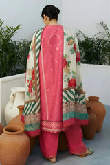 Zara Shah Jahan - 3PC Unstitched Lawn Embroidered Shirt Front and Back with Digital Printed Silk Dupatta and Embroidered Trousers - RF1087 royalpret